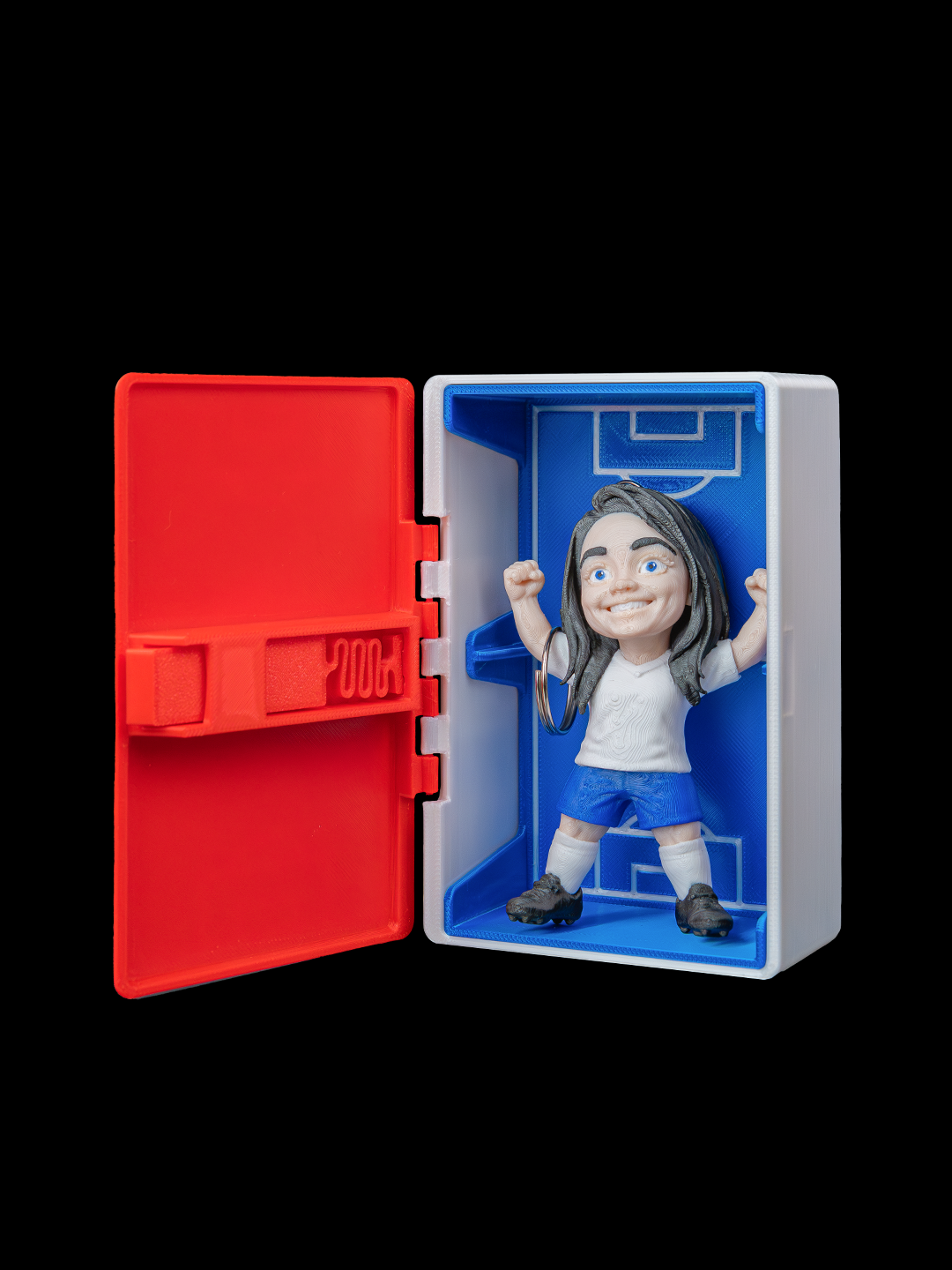 Custom Soccer Player Figurine Keychain with box holder