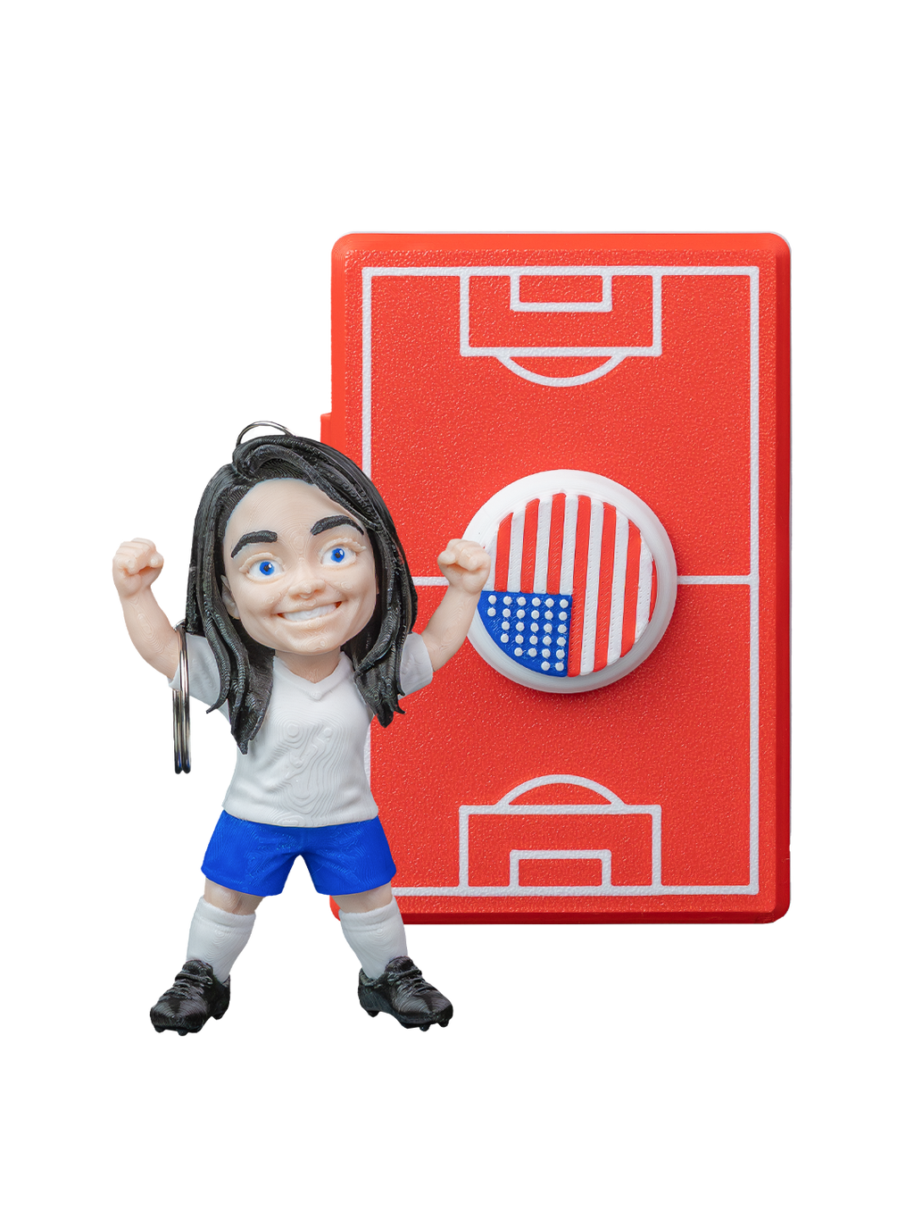 Custom Soccer Player Figurine Keychain with box holder