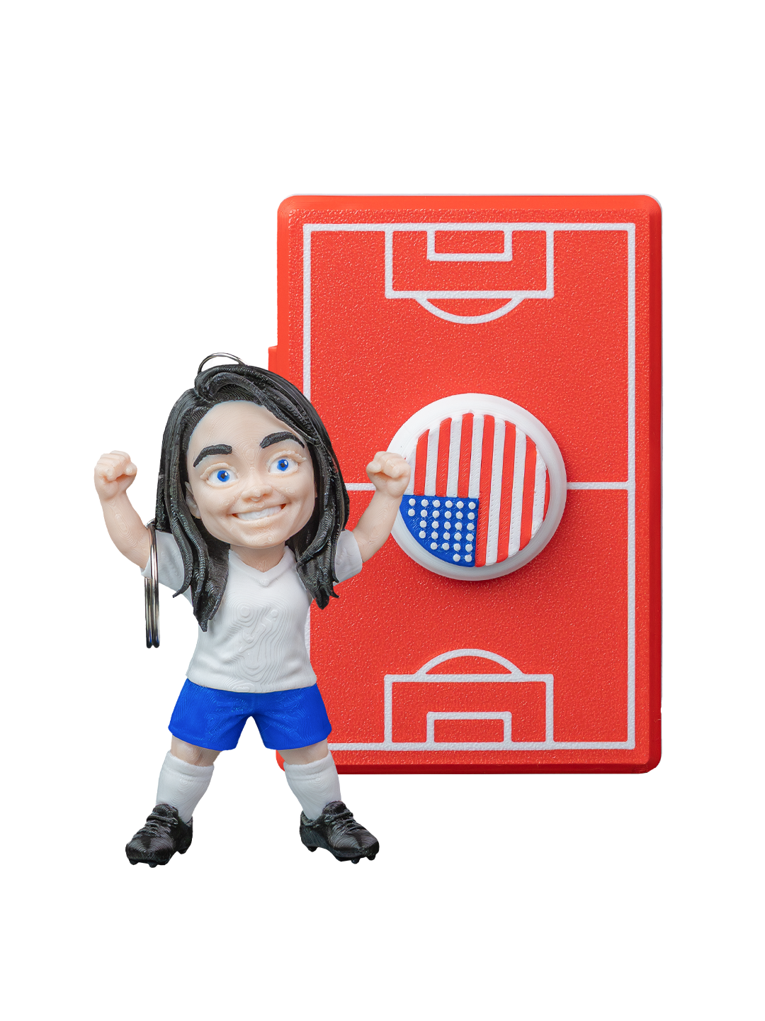 Custom Soccer Player Figurine Keychain with box holder