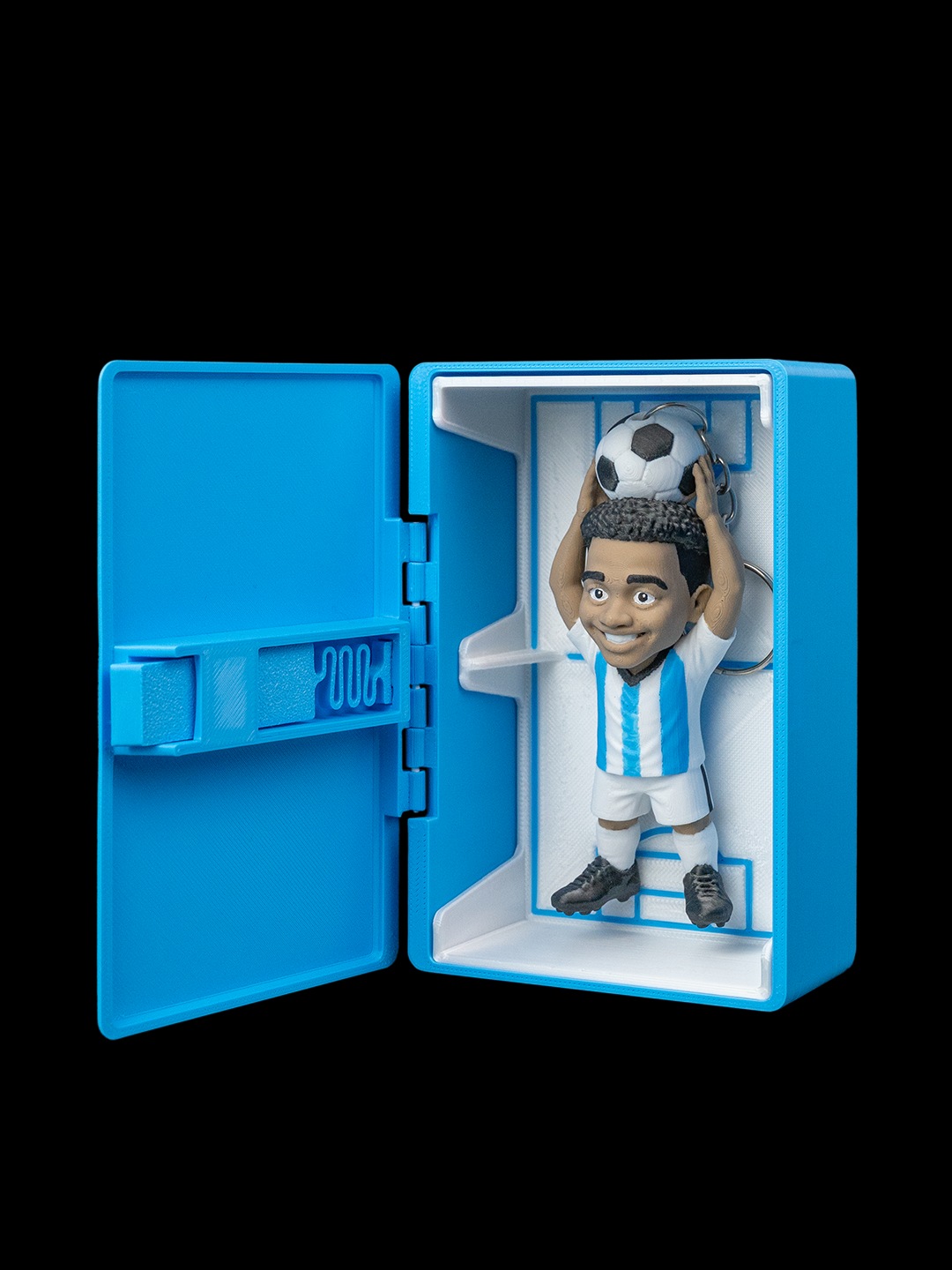 Custom Soccer Player Figurine Keychain with box holder