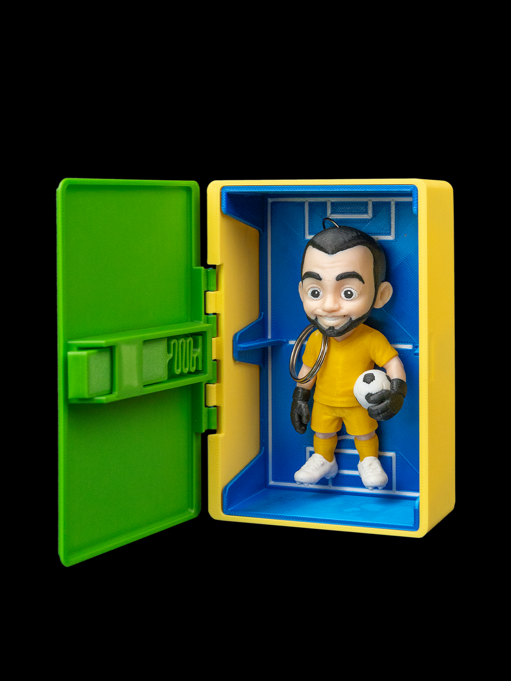 Custom Soccer Player Figurine Keychain with box holder