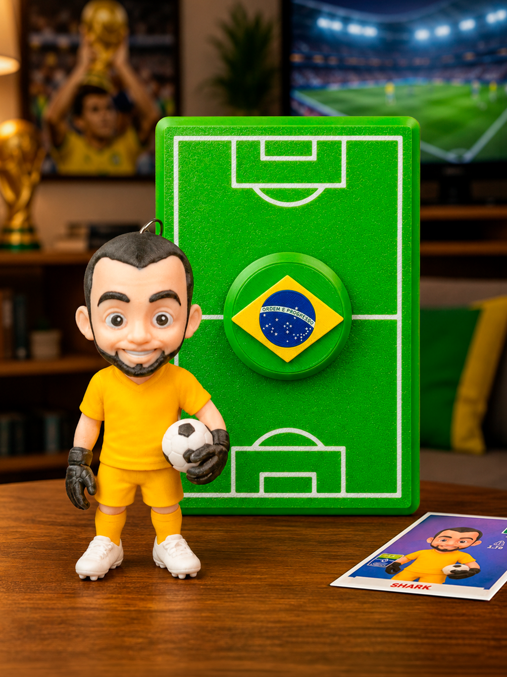Custom Soccer Player Figurine Keychain with box holder