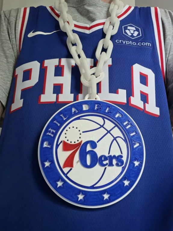 NBA Philadelphia 76ers Logo With Blue Glow In Dark Chain Sixers Basketball