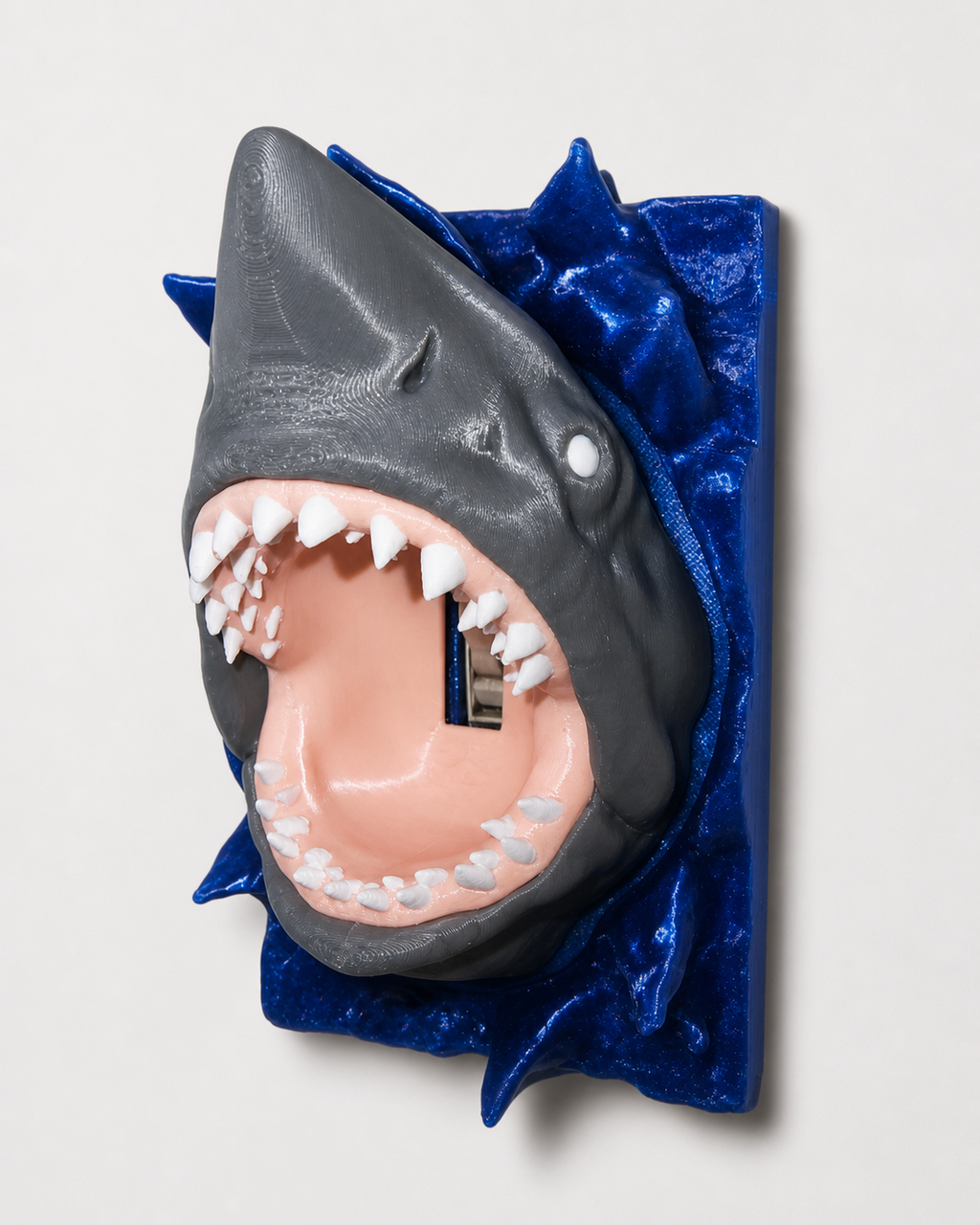 Shark In Water Light Switch Cover - 3d Printed - Shark Week - Ocean Decor
