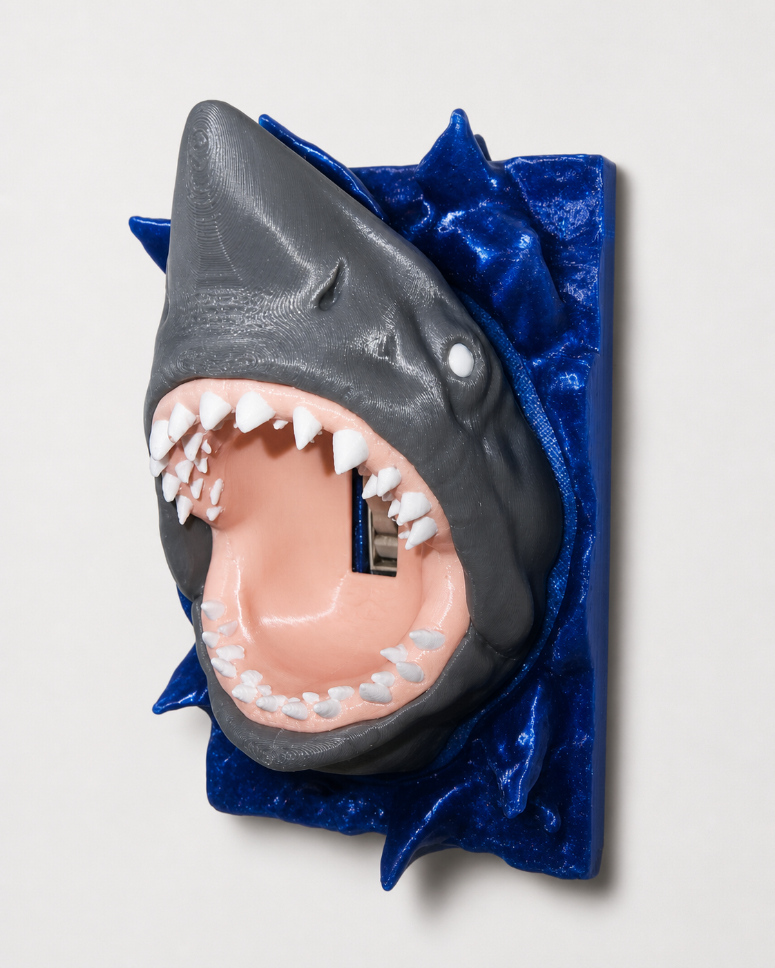 Shark In Water Light Switch Cover - 3d Printed - Shark Week - Ocean Decor