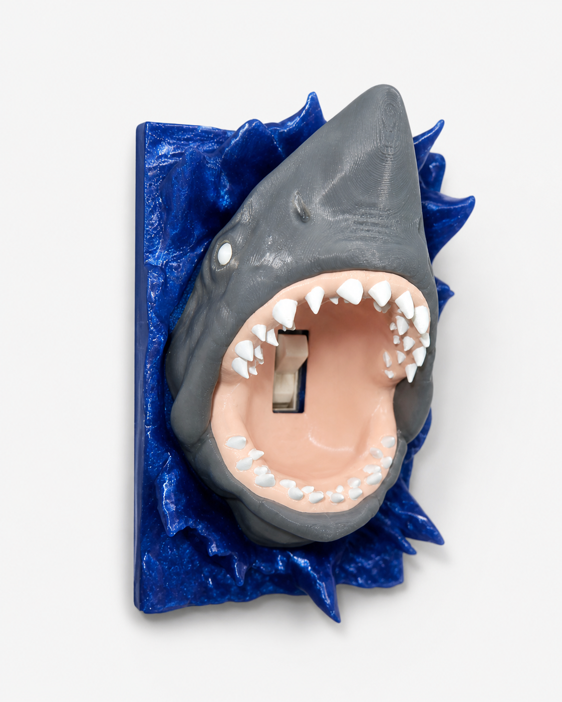 Shark In Water Light Switch Cover - 3d Printed - Shark Week - Ocean Decor