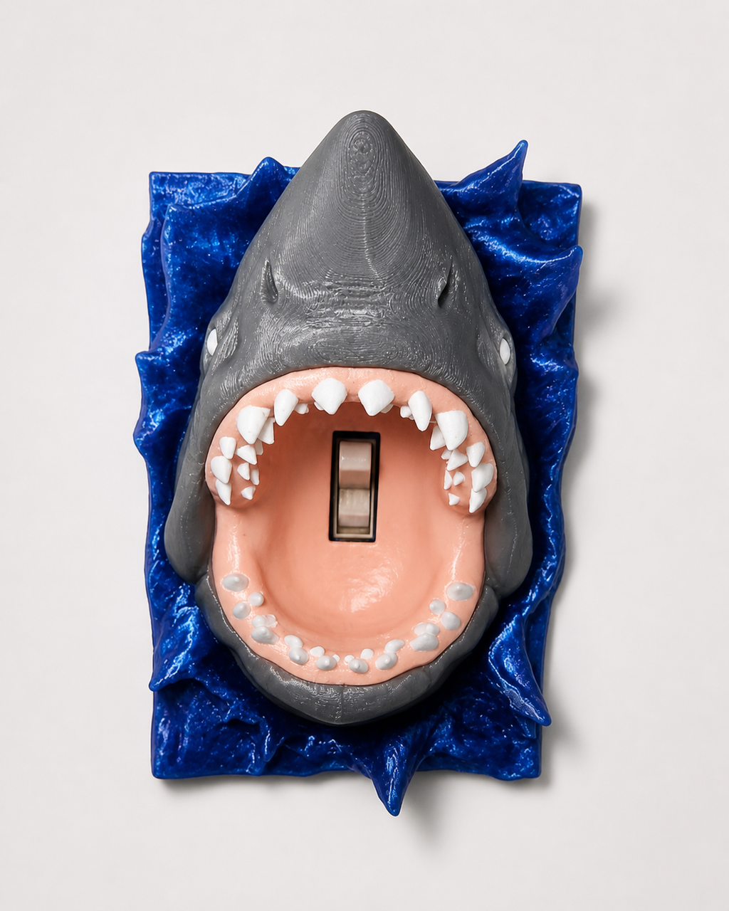 Shark In Water Light Switch Cover - 3d Printed - Shark Week - Ocean Decor