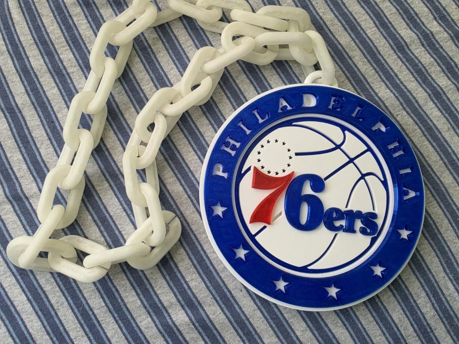 NBA Philadelphia 76ers Logo With Blue Glow In Dark Chain Sixers Basketball