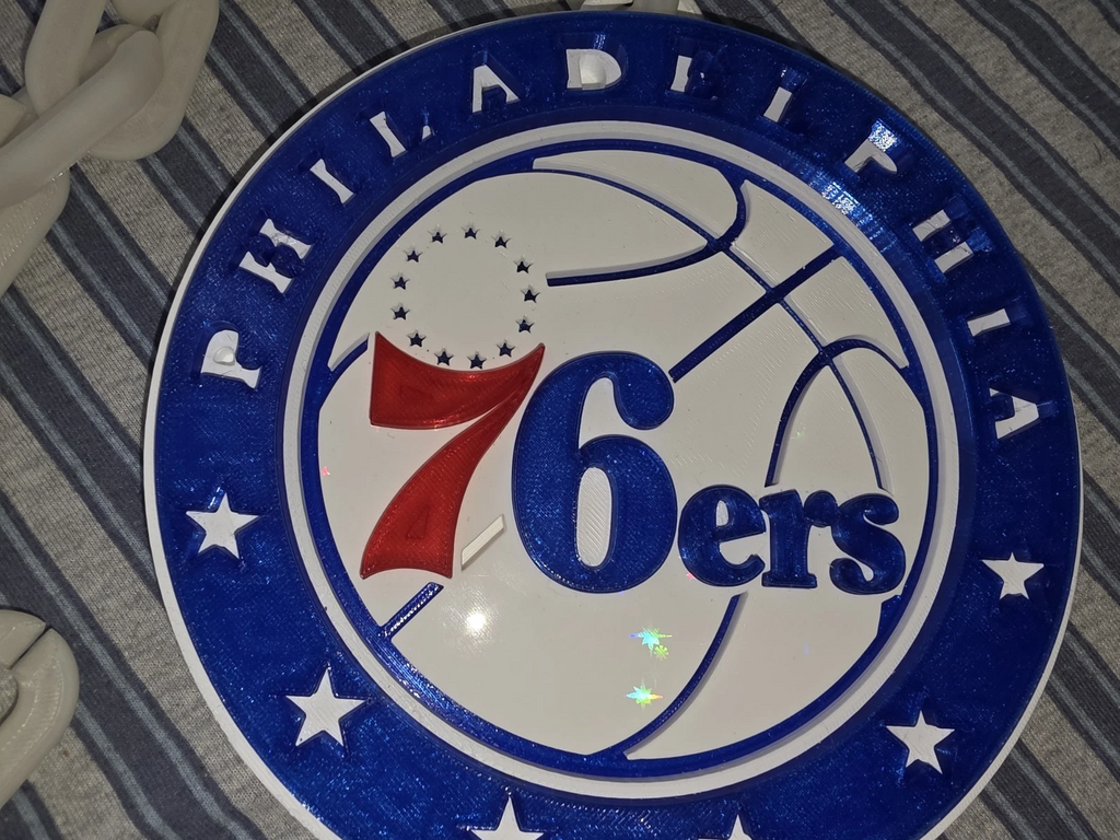 NBA Philadelphia 76ers Logo With Blue Glow In Dark Chain Sixers Basketball