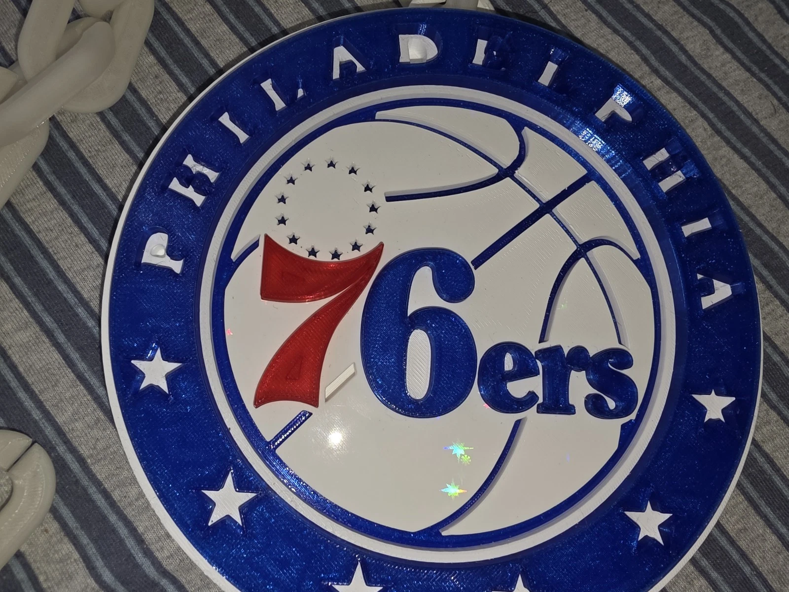NBA Philadelphia 76ers Logo With Blue Glow In Dark Chain Sixers Basketball